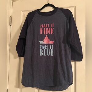 Tultex 3/4 raglan Sleeve Tee - Pink and Blue Sleeping Beauty inspired Graphic